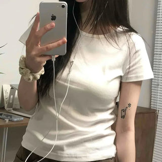 Basic Slim Fit Round Neck Short Sleeve T-shirt