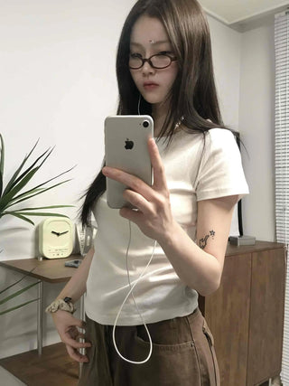 Basic Slim Fit Round Neck Short Sleeve T-shirt