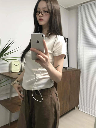 Basic Slim Fit Round Neck Short Sleeve T-shirt