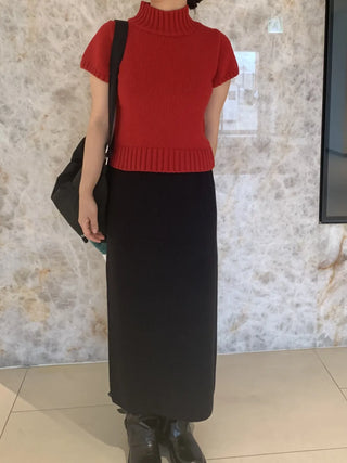 Basic Slit Elastic Long Skirt