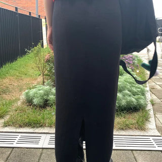 Basic Slit Elastic Long Skirt