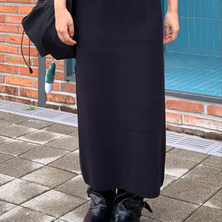 Basic Slit Elastic Long Skirt