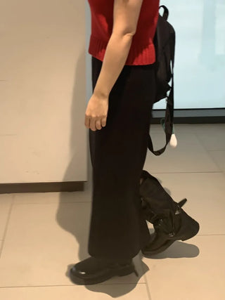 Basic Slit Elastic Long Skirt