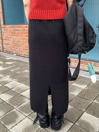 Basic Slit Elastic Long Skirt