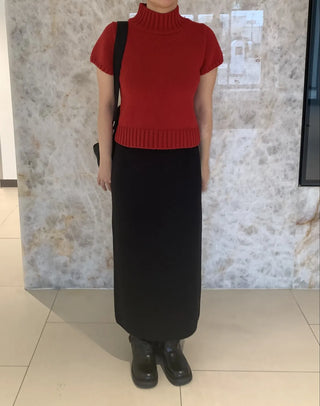 Basic Slit Elastic Long Skirt