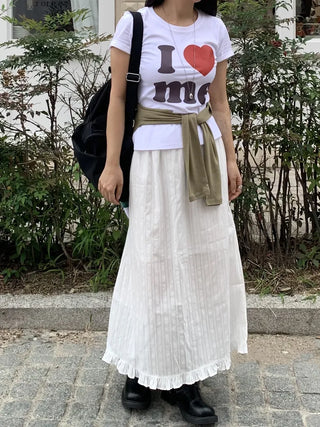Heart Lettering Round Neck Short Sleeve T-shirt