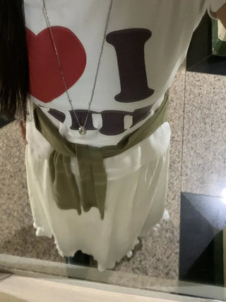 Heart Lettering Round Neck Short Sleeve T-shirt