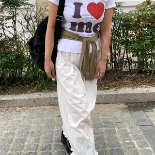 Heart Lettering Round Neck Short Sleeve T-shirt