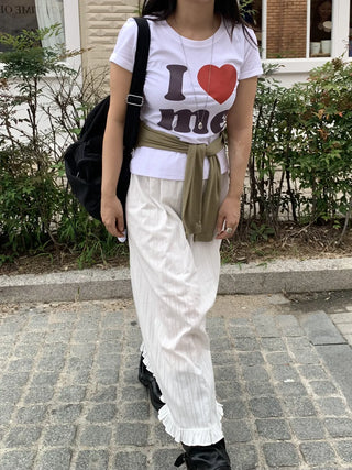 Heart Lettering Round Neck Short Sleeve T-shirt