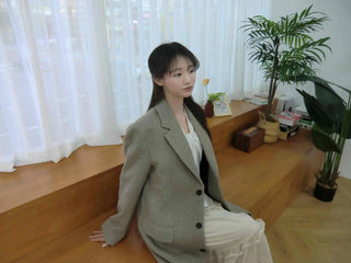 Classic Double Button Wool Blend Loose Fit Long Coat
