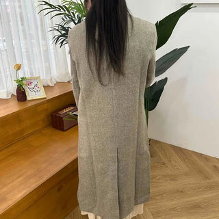 Classic Double Button Wool Blend Loose Fit Long Coat
