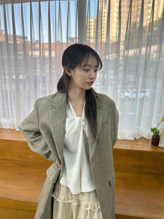 Classic Double Button Wool Blend Loose Fit Long Coat