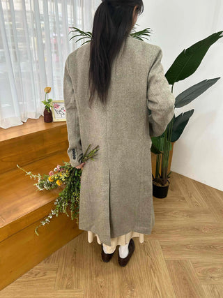 Classic Double Button Wool Blend Loose Fit Long Coat