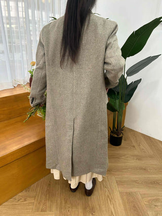 Classic Double Button Wool Blend Loose Fit Long Coat