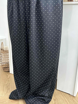 Elastic Dot Pleated Super Wide Pants