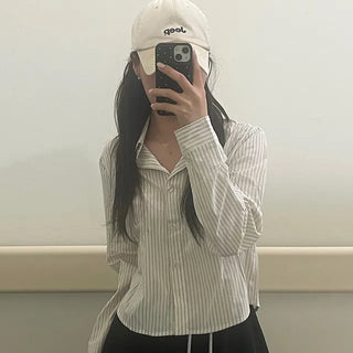 Kiki Stripe Linen Crop Shirt