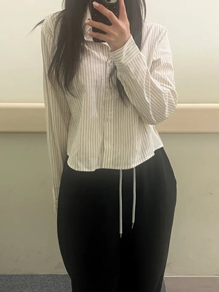 Kiki Stripe Linen Crop Shirt
