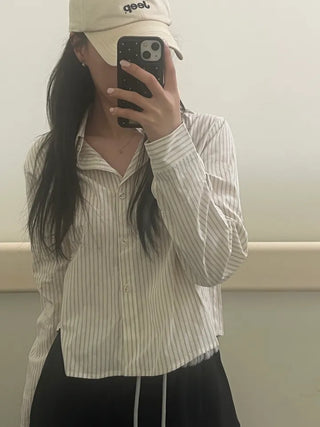 Kiki Stripe Linen Crop Shirt