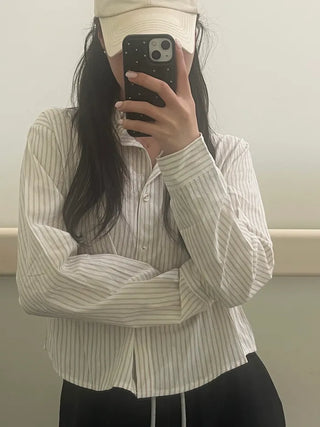 Kiki Stripe Linen Crop Shirt