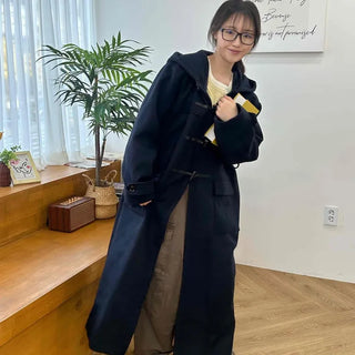 Oversized Double-Breasted Wool Blend Belted Long Coat