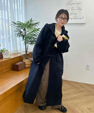 Oversized Double-Breasted Wool Blend Belted Long Coat