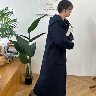 Oversized Double-Breasted Wool Blend Belted Long Coat