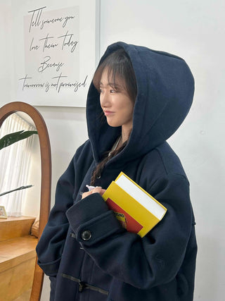 Oversized Double-Breasted Wool Blend Belted Long Coat