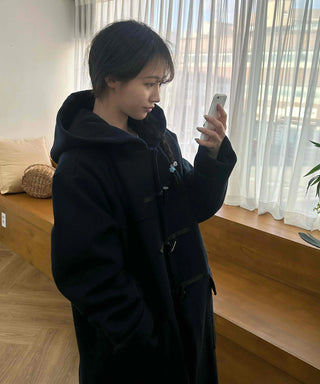 Oversized Double-Breasted Wool Blend Belted Long Coat