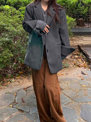 Daily Wool Blend Loose Fit Single Long Jacket