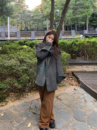Daily Wool Blend Loose Fit Single Long Jacket