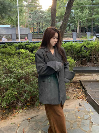 Daily Wool Blend Loose Fit Single Long Jacket