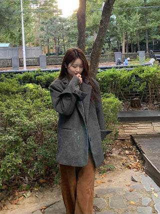 Daily Wool Blend Loose Fit Single Long Jacket