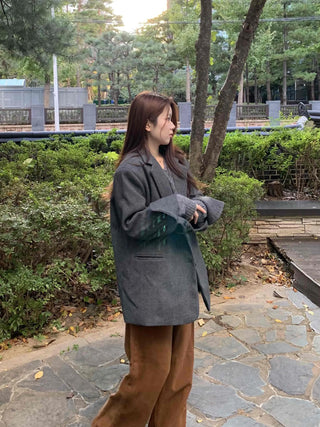 Daily Wool Blend Loose Fit Single Long Jacket