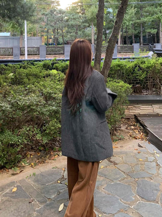Daily Wool Blend Loose Fit Single Long Jacket