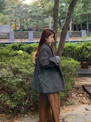 Daily Wool Blend Loose Fit Single Long Jacket