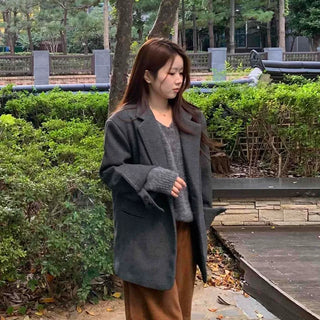 Daily Wool Blend Loose Fit Single Long Jacket