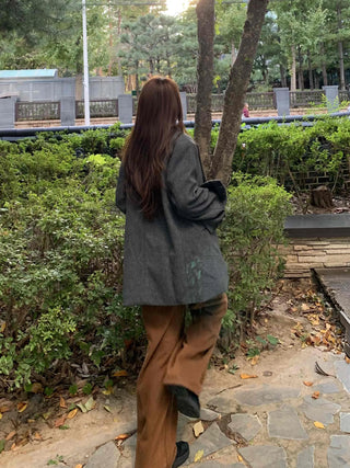 Daily Wool Blend Loose Fit Single Long Jacket
