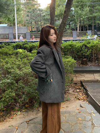 Daily Wool Blend Loose Fit Single Long Jacket