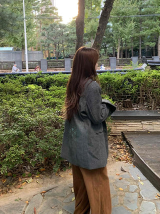 Daily Wool Blend Loose Fit Single Long Jacket