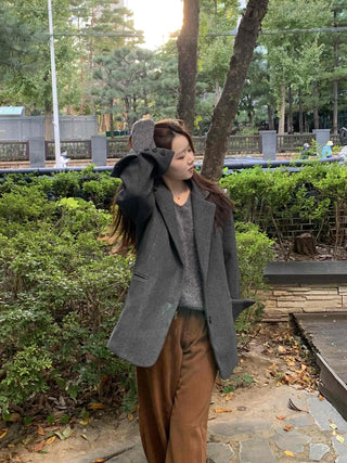 Daily Wool Blend Loose Fit Single Long Jacket