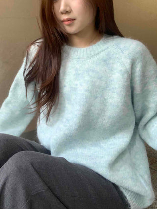 Soft Mohair Round Neck Oversized Mid-length Knit