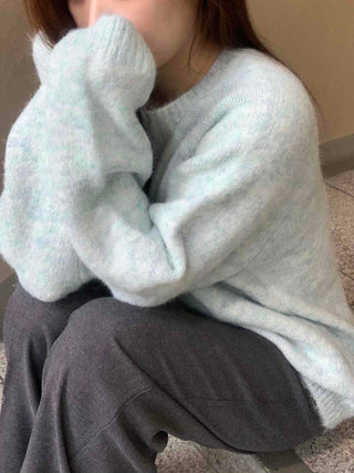 Soft Mohair Round Neck Oversized Mid-length Knit