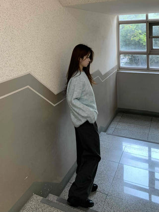 Soft Mohair Round Neck Oversized Mid-length Knit