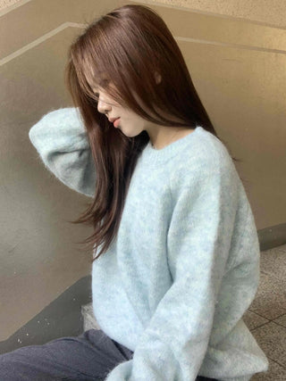 Soft Mohair Round Neck Oversized Mid-length Knit