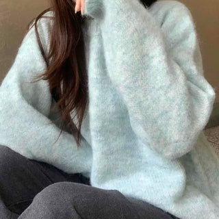 Soft Mohair Round Neck Oversized Mid-length Knit