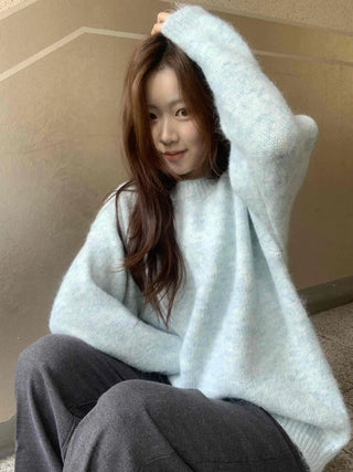 Soft Mohair Round Neck Oversized Mid-length Knit