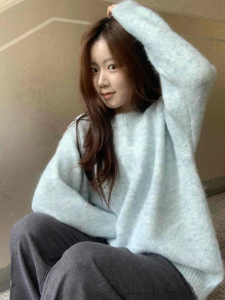 Soft Mohair Round Neck Oversized Mid-length Knit