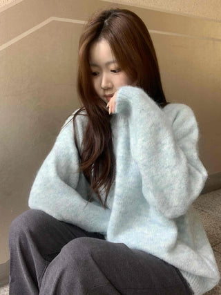 Soft Mohair Round Neck Oversized Mid-length Knit