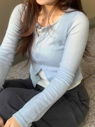 Soft Mood Slim Fit Ribbed Knit Cardigan