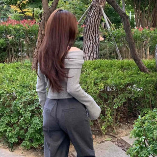 Sexy Ribbed Off-Shoulder Slim Fit Knit